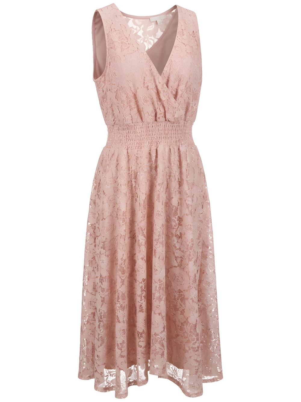 Danny & Nicole Blush Lace Midi Dress